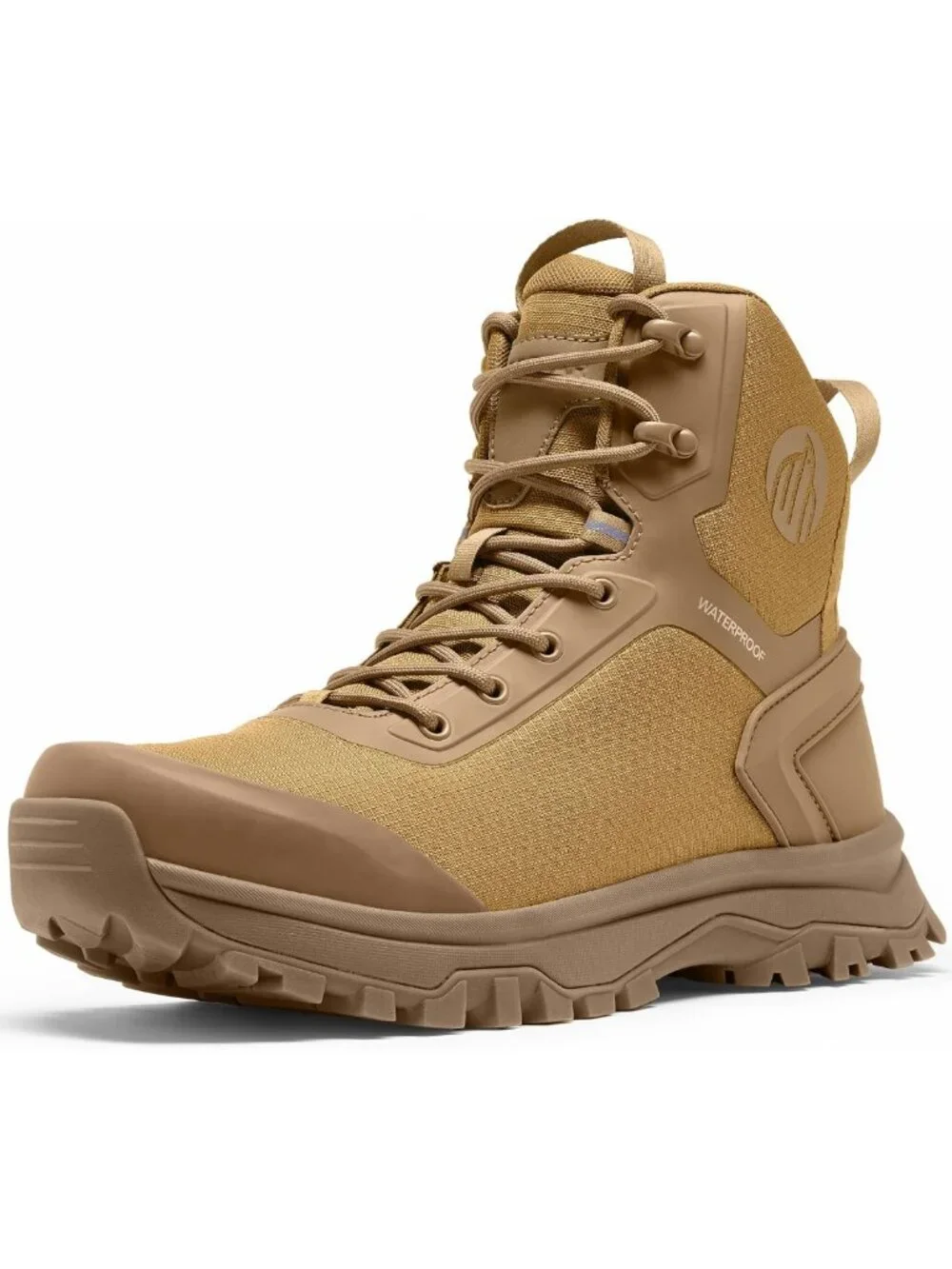 Lightweight Waterproof Tactical Combat Boots for Men, Side Zipper, Size 9, Brown